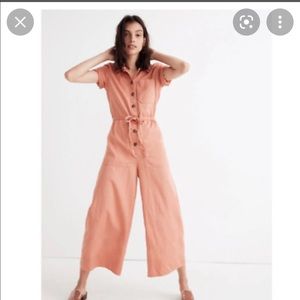 Madewell Sz 0 pink wide leg utility jumpsuit